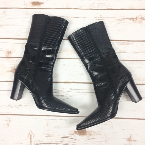 Via Spiga Shoes - Via Spiga black leather snakeskin boots